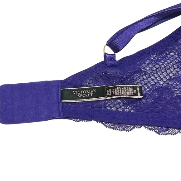 VICTORIA'S SECRET Bombshell Adds 2-cup sizes Strappy Fishnet Floral 38DD/38E - Picture 10 of 11